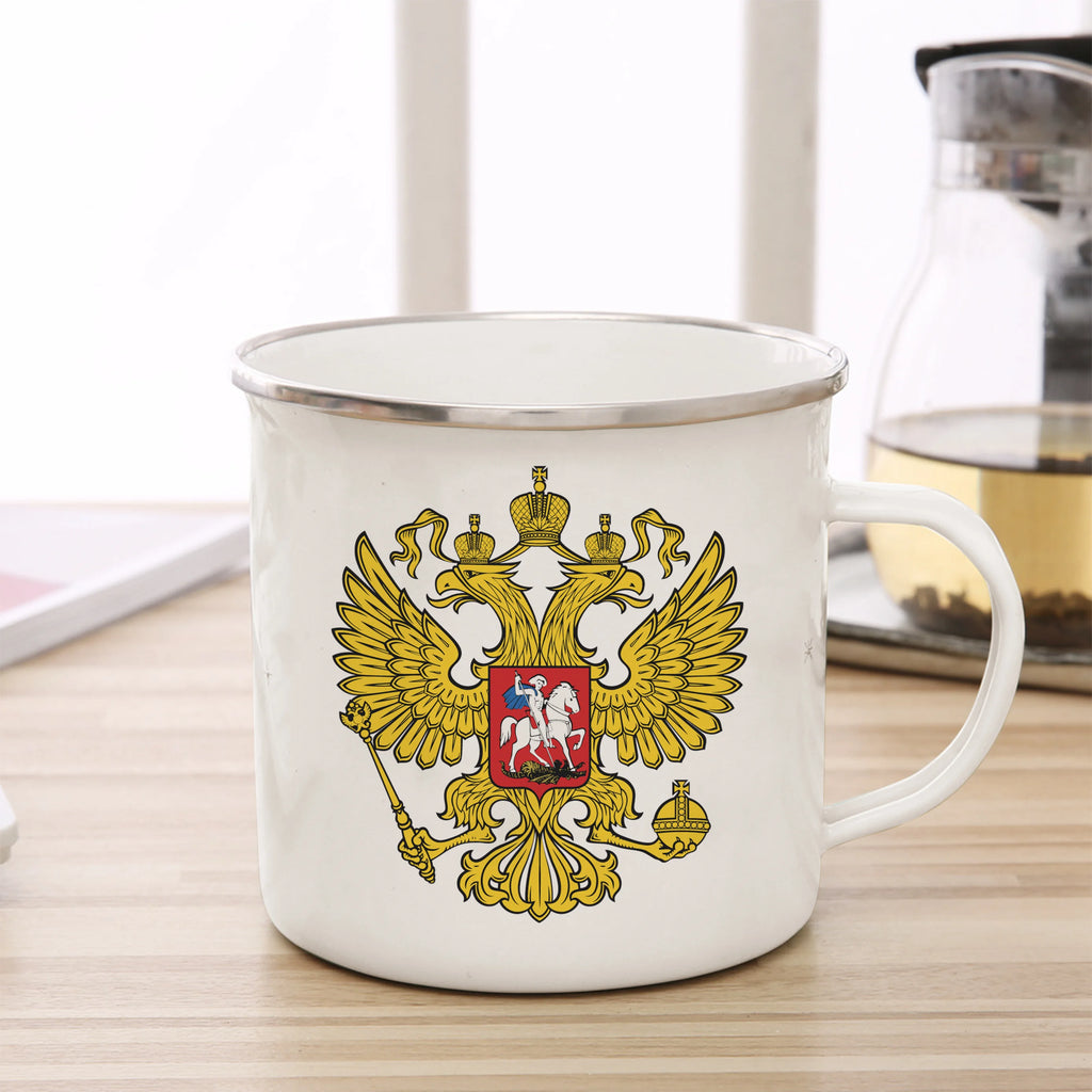DIY Russian national emblem Enamel Cup VKS Coffee Cup 11oz Fun Ceramic Coffee Tea Cocoa Cup Handle Tea Cup Fan Drink Cup