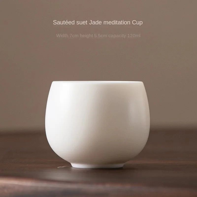 Plain Roast Mutton Fat Jade Small Teacup Dehua Kung Fu Tea Cup Teacup White Porcelain Master Cup Pure White Single Cup