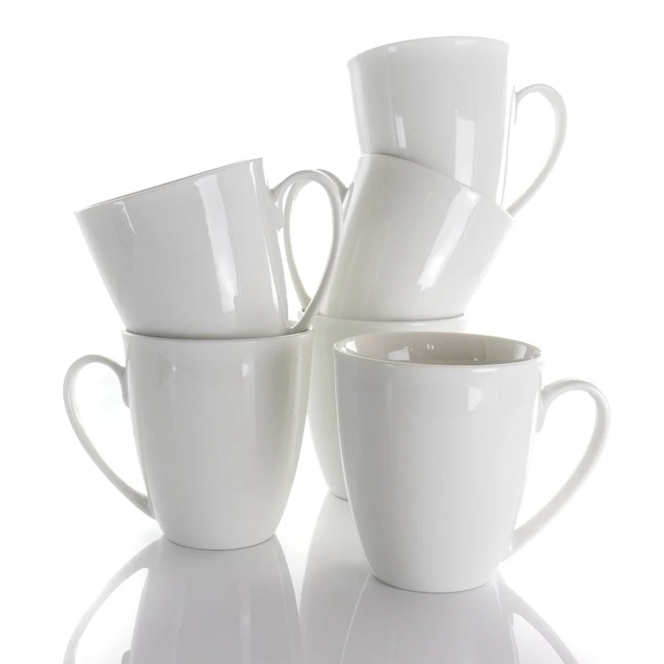 6 Piece Porcelain Mug Set 12 Oz Dishwasher Microwave Safe Durable Coffee Tea Cups Home Gatherings Special Occasions