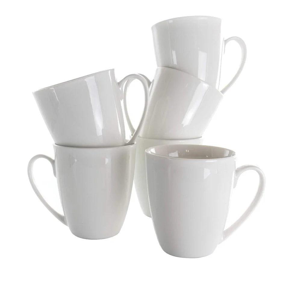 6 Piece Porcelain Mug Set 12 Oz Dishwasher Microwave Safe Durable Coffee Tea Cups Home Gatherings Special Occasions