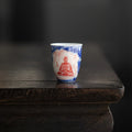 Retro blue white red fragrance gathering cup Kung Fu tea set, glazed color Thousand Buddha Zen heart tea cup, home retro tea cup