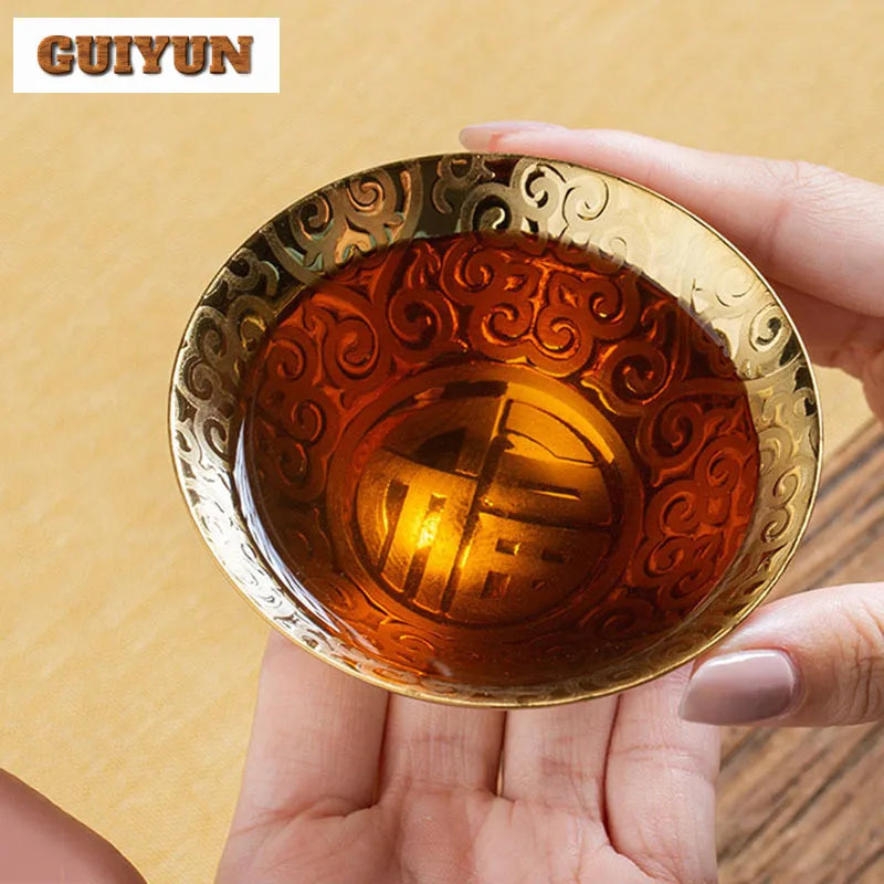 Multicolor Gilding Tea Cup Ceramic Teacup Chinese Style Retro Handmade Golden Tea Cup Vintage Tea Set Home Tea Bowl Master Cup