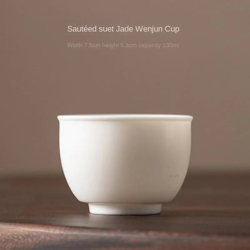 Plain Roast Mutton Fat Jade Small Teacup Dehua Kung Fu Tea Cup Teacup White Porcelain Master Cup Pure White Single Cup