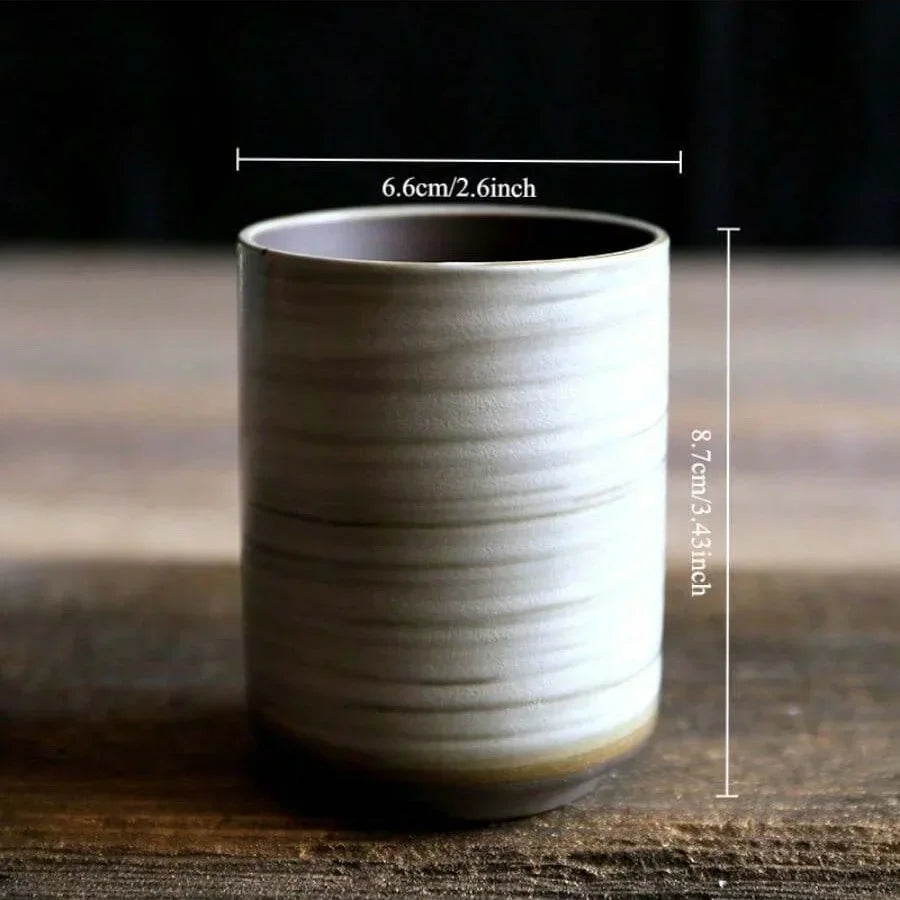 Hand-Painted Crackle Glaze Stoneware Mug, Vintage Asian Ceramic Coffee Tea Cup, Dishwasher Safe Gift Home Use Zen Aromatherapy