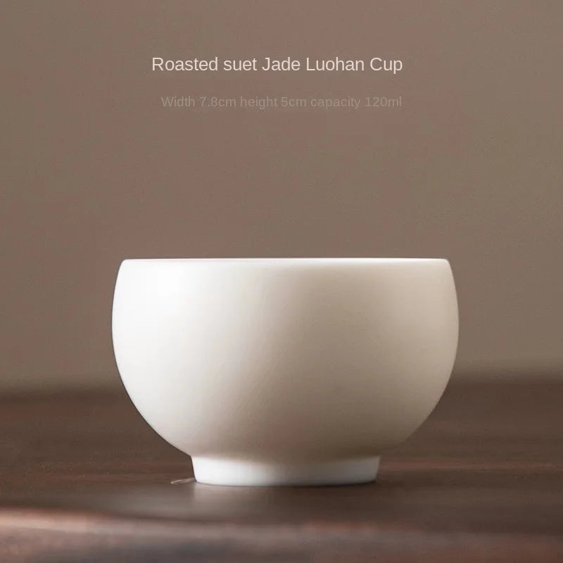 Plain Roast Mutton Fat Jade Small Teacup Dehua Kung Fu Tea Cup Teacup White Porcelain Master Cup Pure White Single Cup