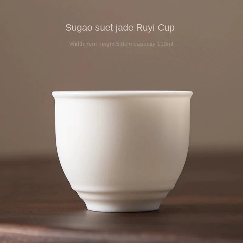 Plain Roast Mutton Fat Jade Small Teacup Dehua Kung Fu Tea Cup Teacup White Porcelain Master Cup Pure White Single Cup