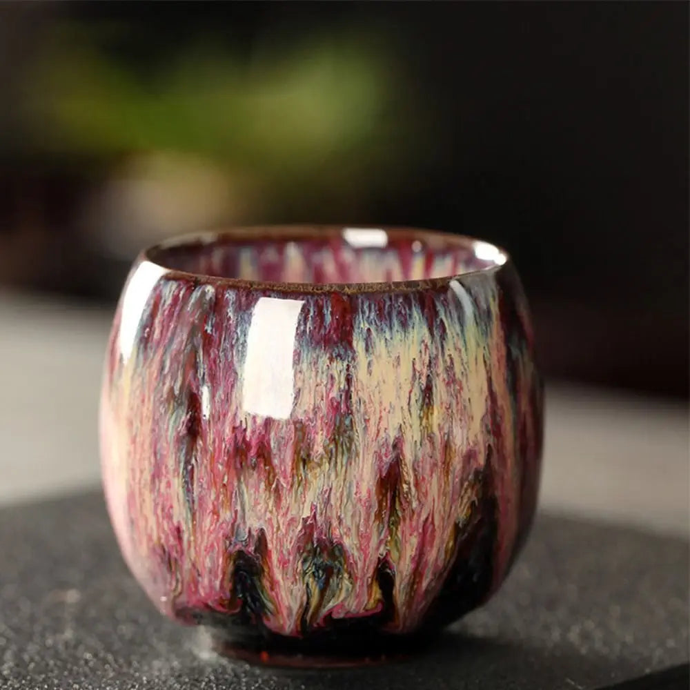 Japanese Raku Ceramic Tea Cup Kiln Fired Glaze For Coffee Sake Wine Tasting Tea Ceremony Zen Meditation Home Bar Use