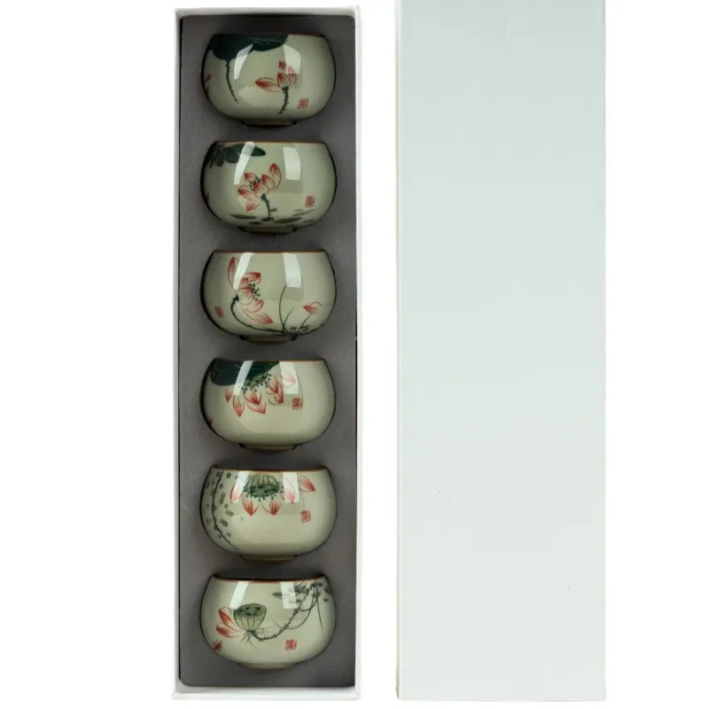 Handmade Ceramic Tea Cup, Porcelain Tea Bowl, Espresso Cups, Pottery Coffee Mug, Afternoon Teacup Mugs, Coffee Cups, 6PCs Set